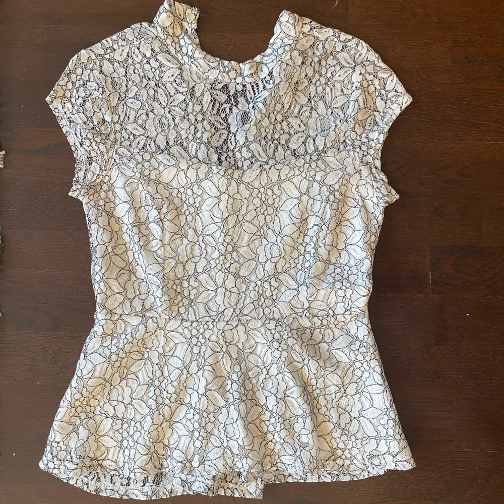Lace High Neck Peplum Top